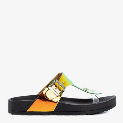 OUTLET Schwarze holografische Damensandalen mit Schnalle Manila - Schuhe