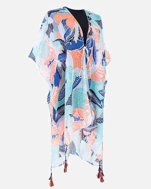 Блакитне жіноче парео з листками