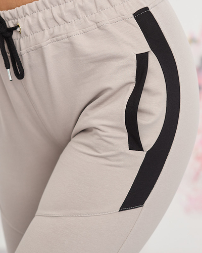 Hellgraue Damen-Jogginghose mit Einsätzen- Kleidung