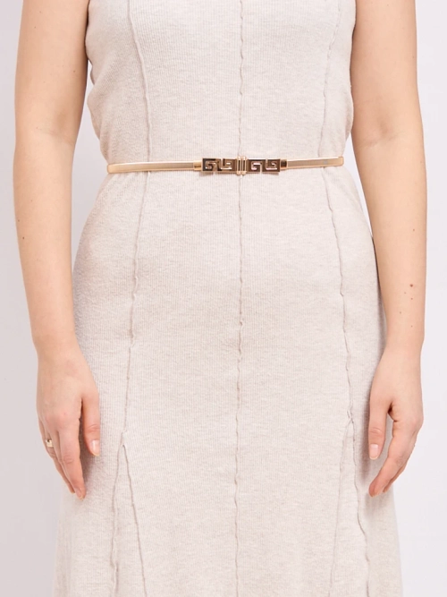 Золотий металевий жіночий пасок Minerva Elegante з грецьким мотивом, 64-100 см