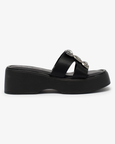 Royalfashion Schwarze Damen-Flip-Flops mit verzierter Sohle Norixi