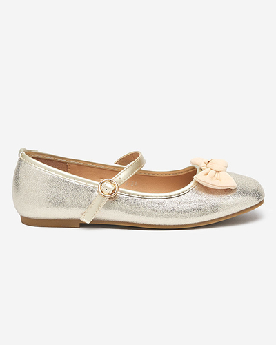 Goldene Ballerinas für Mädchen mit Gürtel von Mosup-Schuhen
