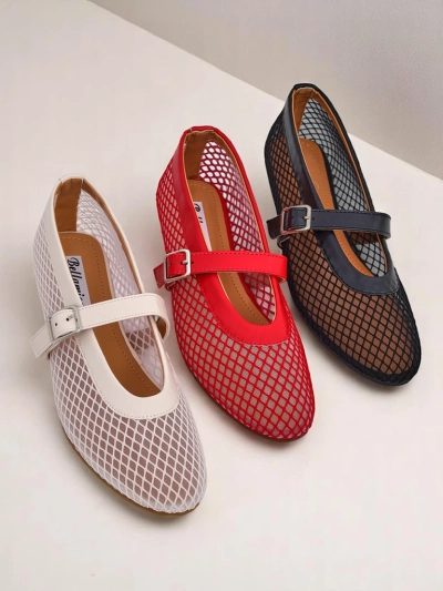 Royalfashion Damen-Ballerinas mit Cut-out und Riemchen Naommi