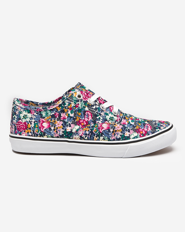 Marineblaue Damen-Sneaker mit Blumen Surfi - Footwear