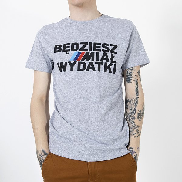 Herren Baumwoll-T-Shirt Grau mit Print - Kleidung