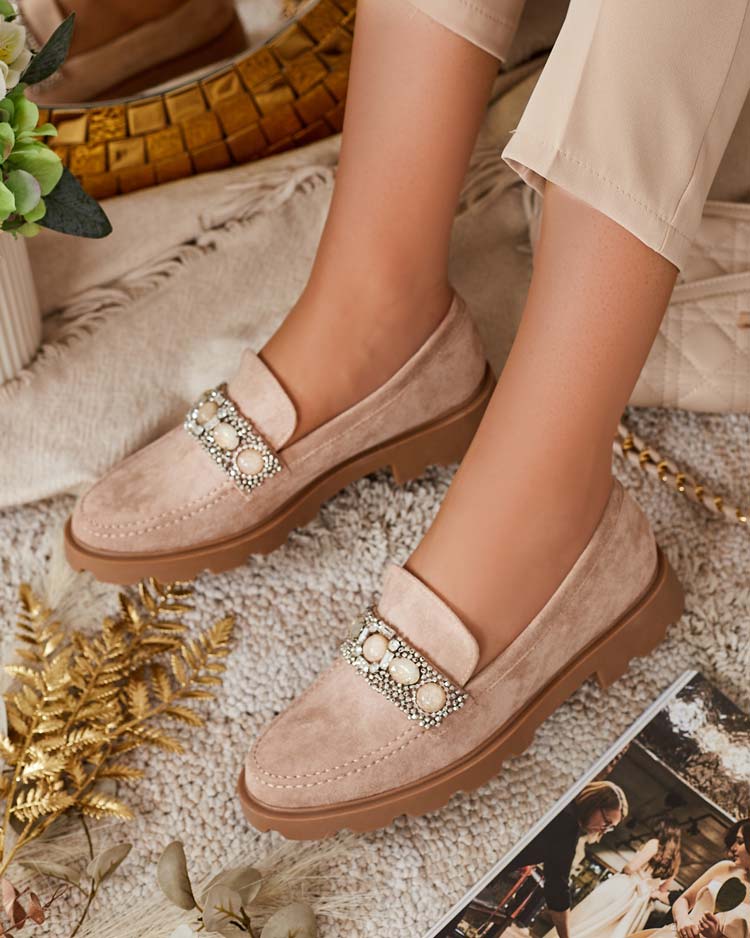 Royalfashion Damen Mokassins mit farbigen Zirkonen Nel