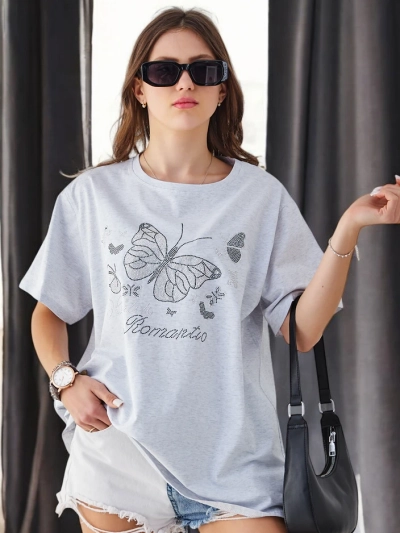 Royalfashion Baumwolle Damen T-Shirt Romantischer Schmetterling