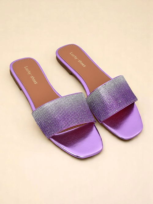 Royalfashion Жіночі шльопанці з цирконами ShinyGlow