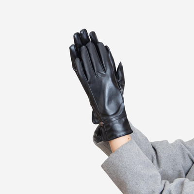 Schwarze klassische Damenhandschuhe aus Ökoleder - Accessoires