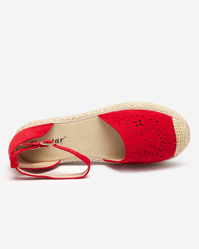 Rote durchbrochene Sandalen für Damen a'la espadrilles Tiseria - Schuhe