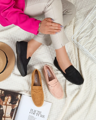 Damen Mokassins aus Öko-Wildleder in der Farbe camel Daffer- Footwear