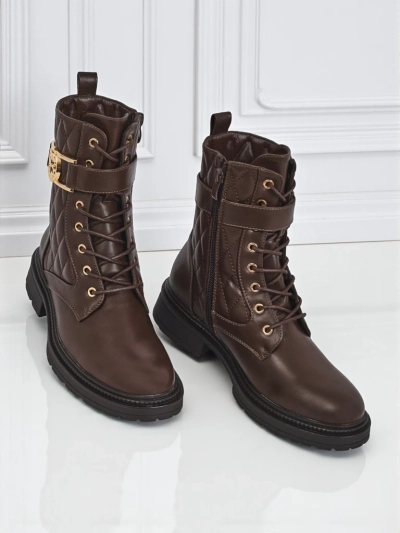 Gesteppte Damen Stiefeletten aus ökologischem Leder Sable Rose