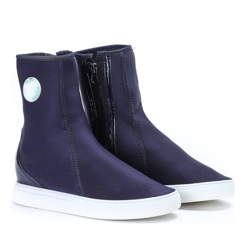 Botki a'la trampki w kolorze granatowym - Obuwie