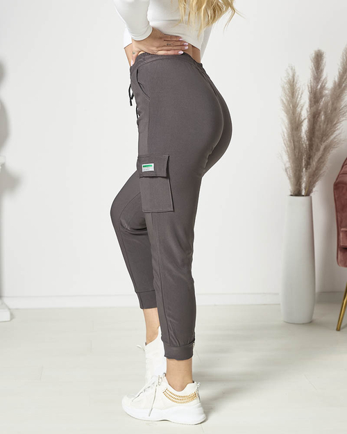 Жіночі бойові штани з написом темно-сірого кольору - Одяг