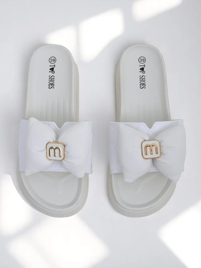 Royalfashion Damen Plateau Pantoletten mit Schleife Mivo Jump