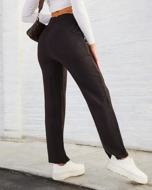 Royalfashion Жіночі широкі брюки в рубчик PLUS SIZE