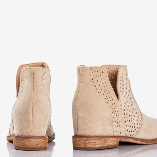 Бежеві чоботи на закритому клиновому каблуці ковбой Бесіс - Взуття 1