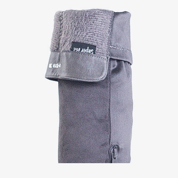 Graue Overknee-Stiefel für Damen mit flachen Absätzen von Conti - Shoes