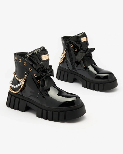 Royalfashion Damen Lackstiefel in schwarz Dahaff