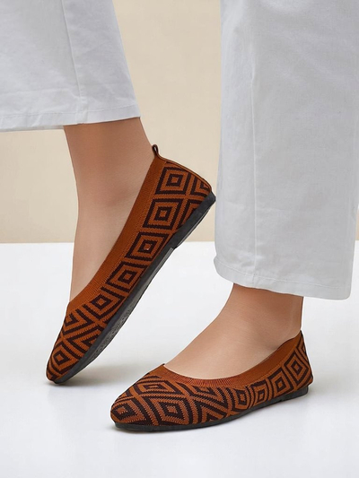 Royalfashion Damen-Ballerinas aus Stoff mit geometrischem Print Metric