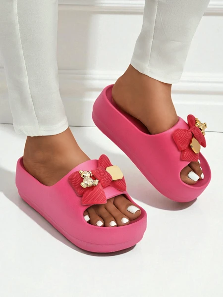 Royalfashion Damen-Gummi-Flip-Flops mit dekorativer Schleife Alday