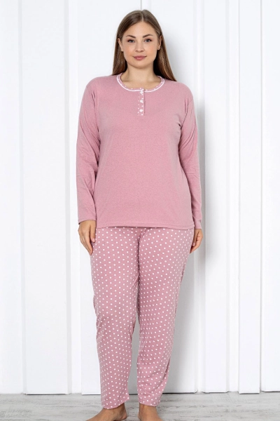 Royalfashion Damen Baumwolle 2-teilige Polka Dot Schlafanzug PLUS SIZE