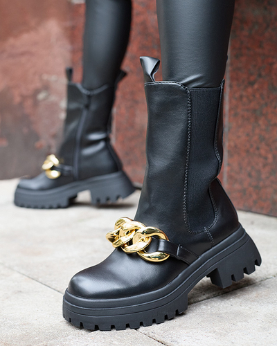 Damenstiefel mit Kette in schwarz Evves- Footwear