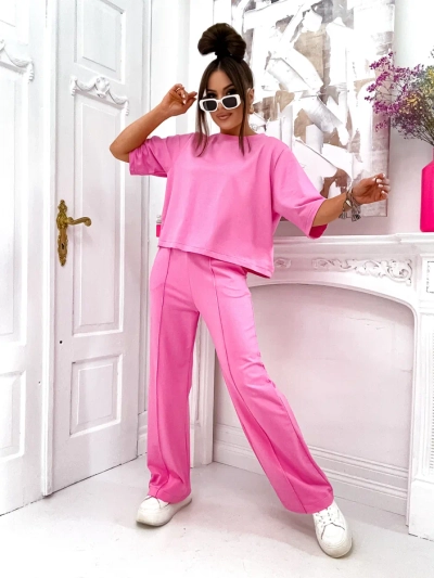 Royalfashion Жіночий костюм з бавовни з розкльошеними штанами
