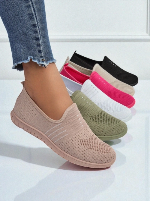 Жіночі туфлі Aelia рожеві з тканини, зручні мокасини на плоскій підошві