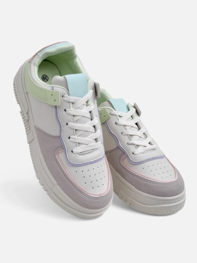 Damen-Sneakers Lycaste beige aus Öko-Leder mit flacher Sohle