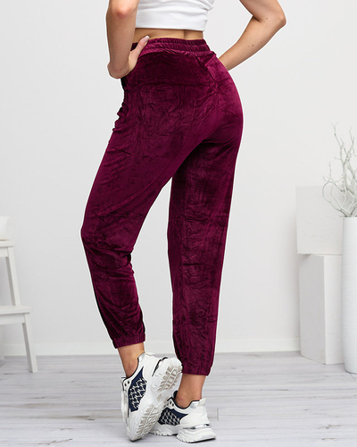 Damen-Jogginghose aus kastanienbraunem Velours - Kleidung