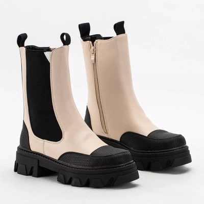 OUTLET Beige Damenstiefel auf massiver Rosidi-Sohle - Schuhe