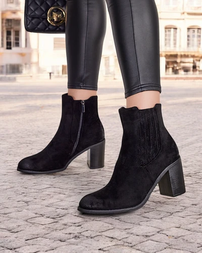 Royalfashion Öko-Wildleder Damen-Stiefeletten mit Blockabsatz Cesios