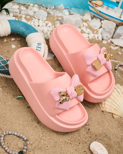 Royalfashion Damen-Gummi-Flip-Flops mit Zierschleife Nilm