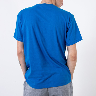 Blaues Baumwoll-T-Shirt für Herren, verziert mit dem Aufdruck und der Aufschrift - Kleidung