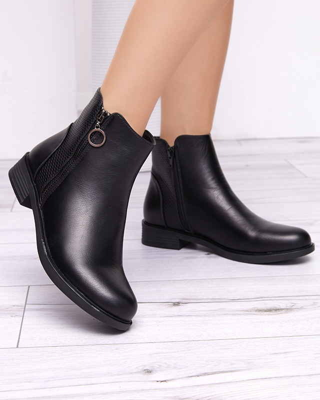 Schwarze Damenstiefel a'al Chelsea Boots mit Prägung Lodik - Schuhe