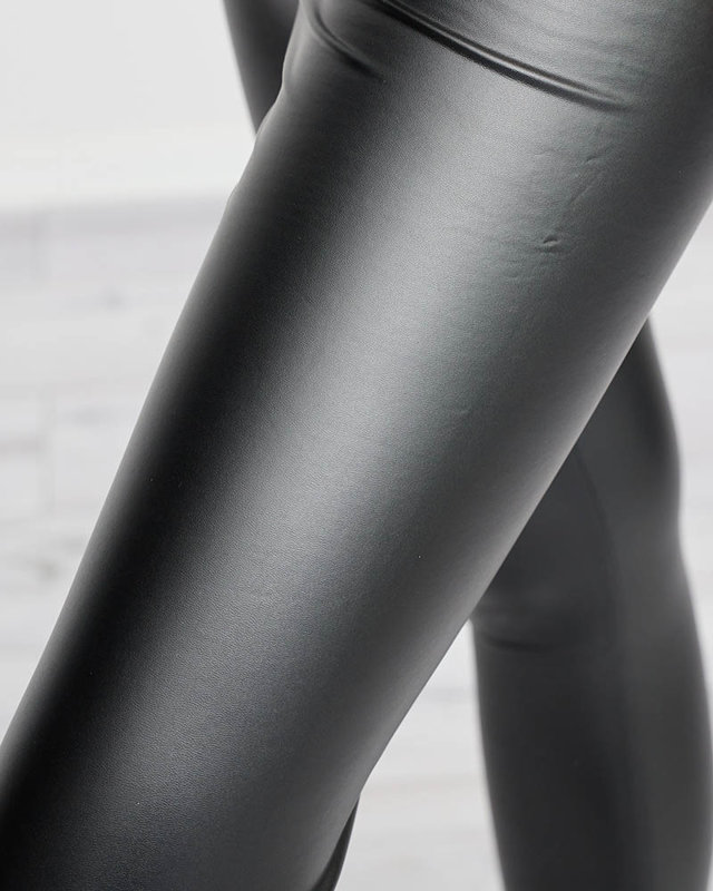 Klassische Öko-Leder-Leggings für Damen in Schwarz - Kleidung