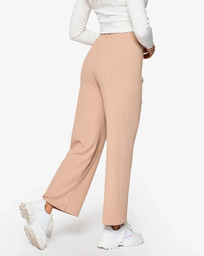 Hellbraune, weite, gerippte Damenhose - Kleidung