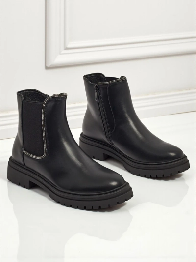 Stiefeletten aus Öko-Leder mit Zirkonia Novira