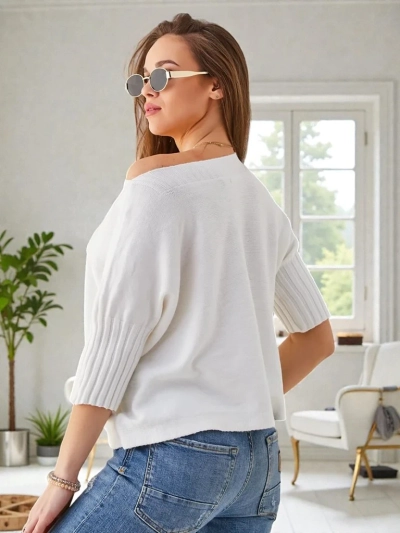 Royalfashion Damen-Viskosepullover mit kurzen Ärmeln