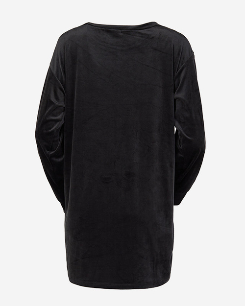 Довга чорна жіноча туніка з цирконами