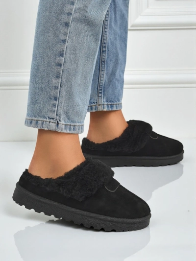 Kurze Damenstiefel a'la Schneestiefel mit Fell Velour Fang
