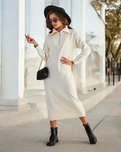 Royalfashion Damen langes Pulloverkleid