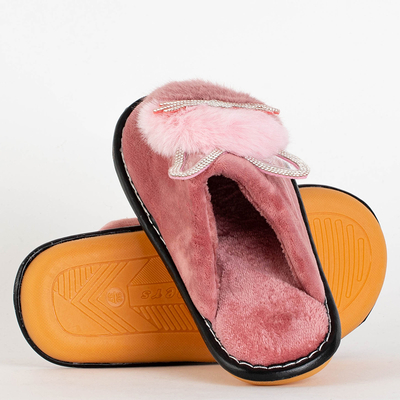 Rosa Damenhausschuhe mit Milonus Kätzchen - Schuhe