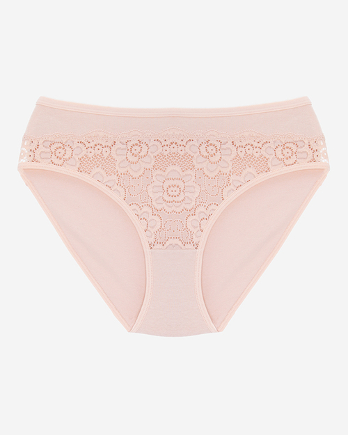 Бежеві жіночі трусики з мереживом