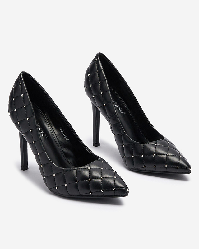 Gesteppte Stöckelschuhe für Damen mit Stöckelspitze in schwarz Mawelo-Schuhe