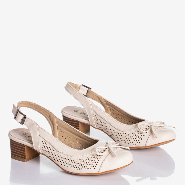 Beige Lecaone Damen-Sandaletten mit niedrigen Absätzen - Schuhe