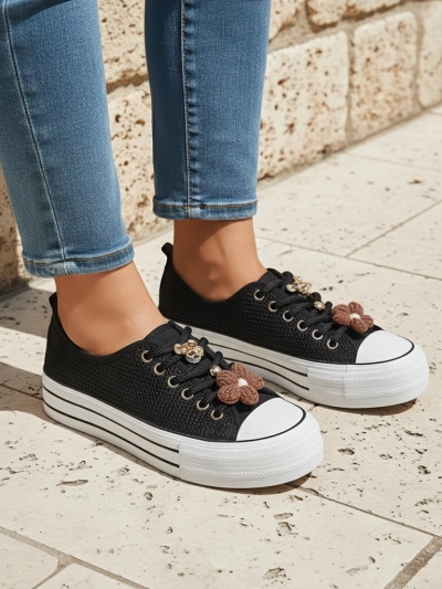 Royalfashion Damen durchbrochene Sneakers mit Dekorationen Osdo