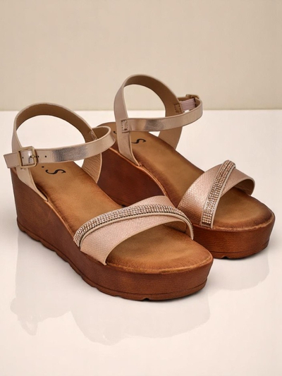 Royalfashion Damen Wedgesandalen mit Strass und Glitter Aurora Glow