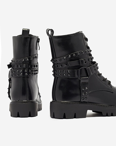Schwarze Damenstiefel mit Nieten Fioppo - Schuhe